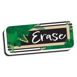 Ashley Productions® Magnetic Whiteboard Eraser, Boho Style Leaves With Border, 2" X 5", Pack Of 6