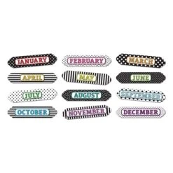 Ashley Productions® Magnetic Die-Cut Timesavers & Labels, Months Of The Year, Assorted Patterns, 12 Per Pack, 3 Packs
