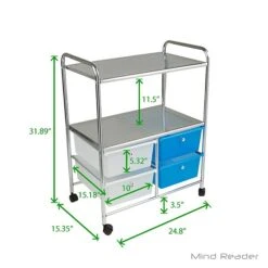 EMS 2-Shelf Metal Mobile Utility Cart, Multi (2SHROLL-ASST) -Prepa Furniture Shop sp20473782 s7