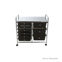 Mind Reader 3TROLL6-BLK Metal Binding 9 Double Drawer Trolley, Black -Prepa Furniture Shop sp20473788 s7