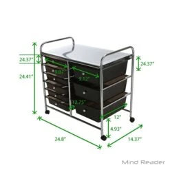 Mind Reader 3TROLL6-BLK Metal Binding 9 Double Drawer Trolley, Black -Prepa Furniture Shop sp20473792 s7