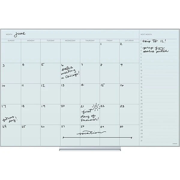 U Brands Floating Glass Dry Erase Calendar Board, Frameless, 35" X 23", White Frosted Surface (2775U00-01) 1 U Brands Floating Glass Dry Erase Calendar Board, Frameless, 35" X 23", White Frosted Surface (2775U00-01)