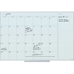 U Brands Floating Glass Dry Erase Calendar Board, Frameless, 47" X 35", White Frosted Surface (2776U00-01)