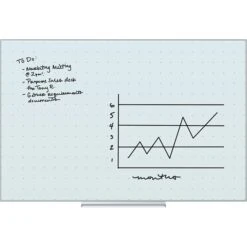 U Brands Floating Glass Ghost Grid Dry Erase Board, Frameless, 35" X 23", White Frosted Surface (2798U00-01)