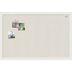 U Brands Linen Bulletin Board, 23" X 17", White Décor Frame