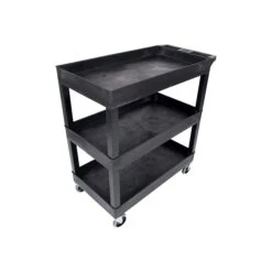 Luxor 3-Shelf Plastic/Poly Mobile Utility Cart With Swivel Wheels, Black (EC111-B) -Prepa Furniture Shop sp40797825 s7