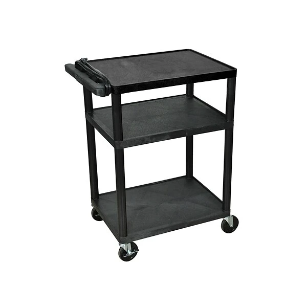 Luxor 3-Shelf Plastic/Poly Mobile A/V Cart With Lockable Wheels, Black (LP34E-B) 1 Luxor 3-Shelf Plastic/Poly Mobile A/V Cart With Lockable Wheels, Black (LP34E-B)