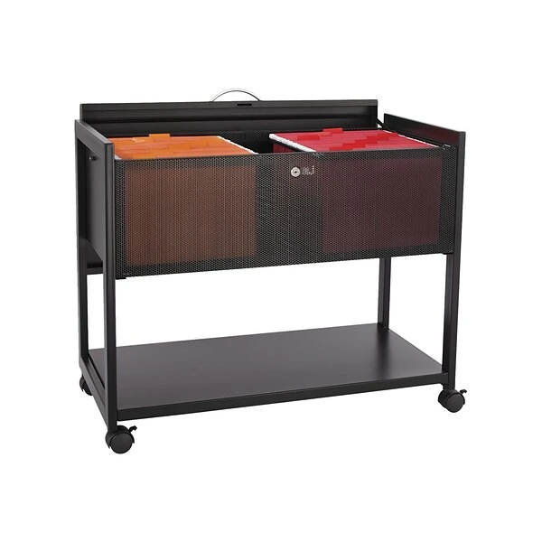 Safco Metal Mobile File Cart With Lockable Wheels, Black (5353BL) 1 Safco Metal Mobile File Cart With Lockable Wheels, Black (5353BL)