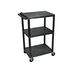 Luxor 3-Shelf Plastic/Poly Mobile A/V Cart With Swivel Wheels, Black (LP42E-B)