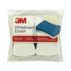 3M™ Whiteboard Eraser, For Permanent Markers And Whiteboards, White/Blue, 2/Pack (581-WBE)