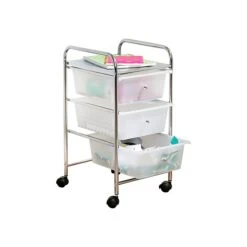Honey-Can-Do Storage Mixed Materials Mobile Utility Cart With Lockable Wheels, Multicolor (CRT-02215)