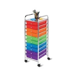 Honey-Can-Do Organization Mixed Materials Mobile Utility Cart With Lockable Wheels, Multicolor (CRT-02214)