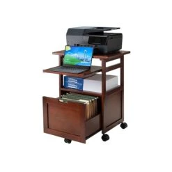 Winsome Piper 3-Shelf Wood Mobile Printer Stand, Brown (94427)