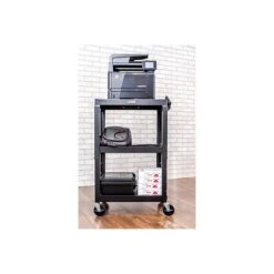 Luxor 3-Shelf Metal Mobile Utility Cart With Lockable Wheels, Black (AVJ42) -Prepa Furniture Shop sp42127242 s7