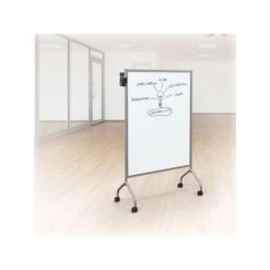 Essentials By Balt Mobile Laminate Dry-Erase Whiteboard, Anodized Aluminum Frame, 6' X 4' (62541)