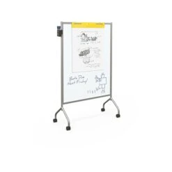 Essentials By Balt Mobile Magnetic Dry-Erase Whiteboard, Anodized Aluminum Frame, 6' X 4' (62542)