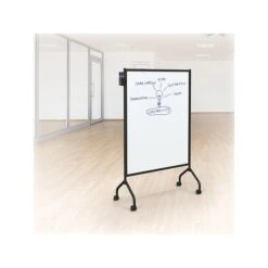 Essentials By Balt Mobile Dry-Erase Whiteboard, Anodized Aluminum Frame, 6' X 4' (62543)