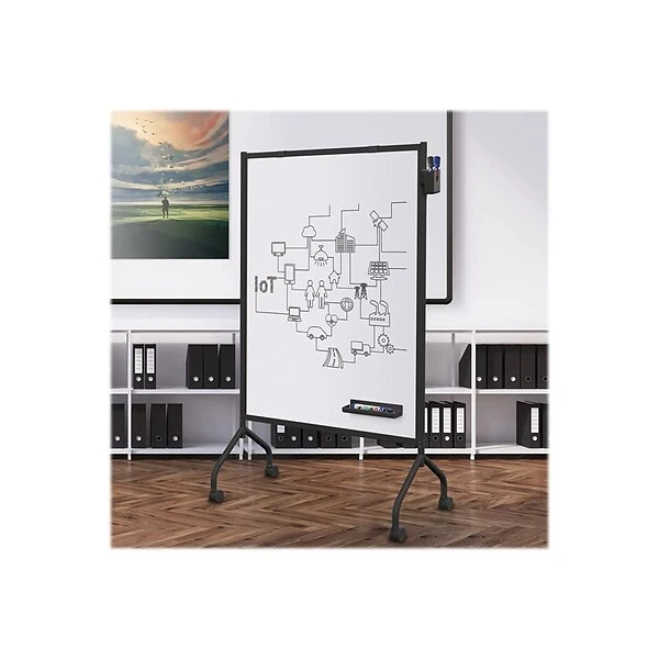 Essentials By Balt Mobile Magnetic Dry-Erase Whiteboard, Anodized Aluminum Frame, 5' X 3' (62544) 2 Essentials By Balt Mobile Magnetic Dry-Erase Whiteboard, Anodized Aluminum Frame, 5' X 3' (62544) - Image 2