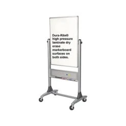 Platinum Mobile Dura-Rite Laminate Dry-Erase Whiteboard, Anodized Aluminum Frame, 3' X 2' (669RU-HH)