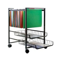 Advantus 2-Shelf Metal Mobile File Cart With Lockable Wheels, Black (AVT34075)
