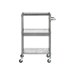 Alera 3-Shelf Wire Mobile Utility Cart With Lockable Wheels, Black (ALESW342416BA)