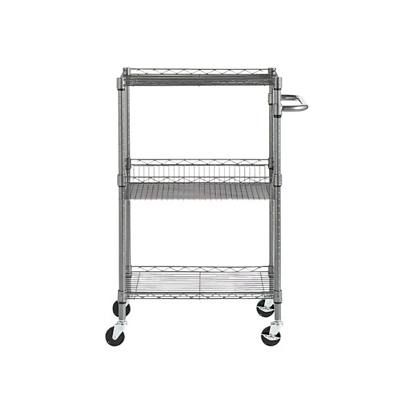 Alera 3-Shelf Wire Mobile Utility Cart With Lockable Wheels, Black (ALESW342416BA) 1 Alera 3-Shelf Wire Mobile Utility Cart With Lockable Wheels, Black (ALESW342416BA)