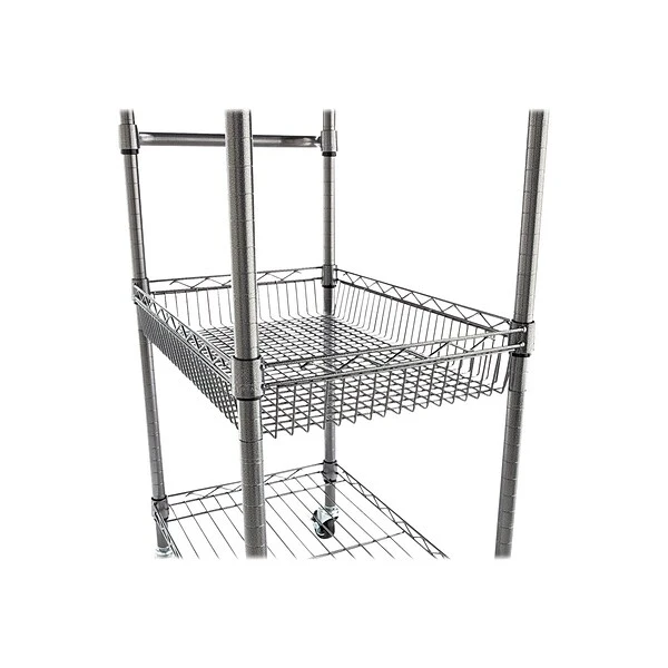 Alera 3-Shelf Wire Mobile Utility Cart With Lockable Wheels, Black (ALESW342416BA) 6 Alera 3-Shelf Wire Mobile Utility Cart With Lockable Wheels, Black (ALESW342416BA) - Image 6