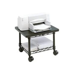 Safco Under-Desk Mixed Materials Mobile Printer Stand With Lockable Wheels, Black (5206BL)