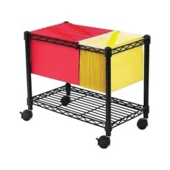 Safco Metal Mobile File Cart With Lockable Wheels, Black (5201BL)