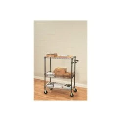 Alera 3-Shelf Wire Mobile Utility Cart With Lockable Wheels, Black (ALESW543018BA) -Prepa Furniture Shop sp43813086 s7