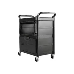 Rubbermaid 2-Shelf Plastic/Poly Mobile Utility Cart With Swivel Wheels, Black (FG345700BLA) -Prepa Furniture Shop sp43813098 s7