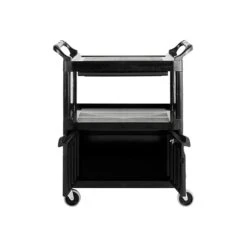 Rubbermaid 2-Shelf Plastic/Poly Mobile Utility Cart With Swivel Wheels, Black (FG345700BLA) -Prepa Furniture Shop sp43813102 s7