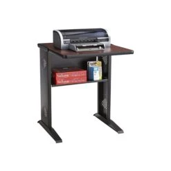 Safco Reversible Top Metal Mobile Printer Stand With Lockable Wheels, Black/Mahogany/Oak (1934)