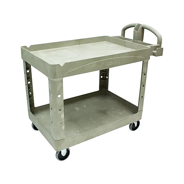 Rubbermaid 2-Shelf Plastic/Poly Mobile Utility Cart With Swivel Wheels, Beige (FG452088BEIG) 1 Rubbermaid 2-Shelf Plastic/Poly Mobile Utility Cart With Swivel Wheels, Beige (FG452088BEIG)
