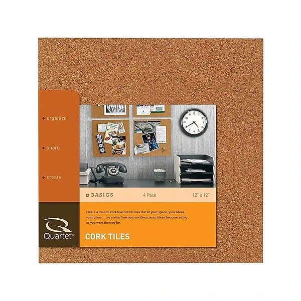 Quartet® Natural Cork Tiles, 12" X 12", Frameless, Modular, 4 Pack 3 Quartet® Natural Cork Tiles, 12" X 12", Frameless, Modular, 4 Pack - Image 3