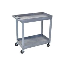 Luxor 2-Shelf Mixed Materials Mobile Utility Cart With Lockable Wheels, Gray (EC11-G)