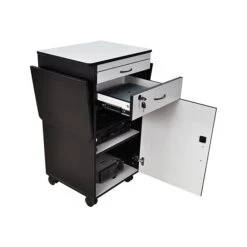 Luxor 4-Shelf Wood Mobile File Cart With Lockable Wheels, Black/Gray (WPSDD3)