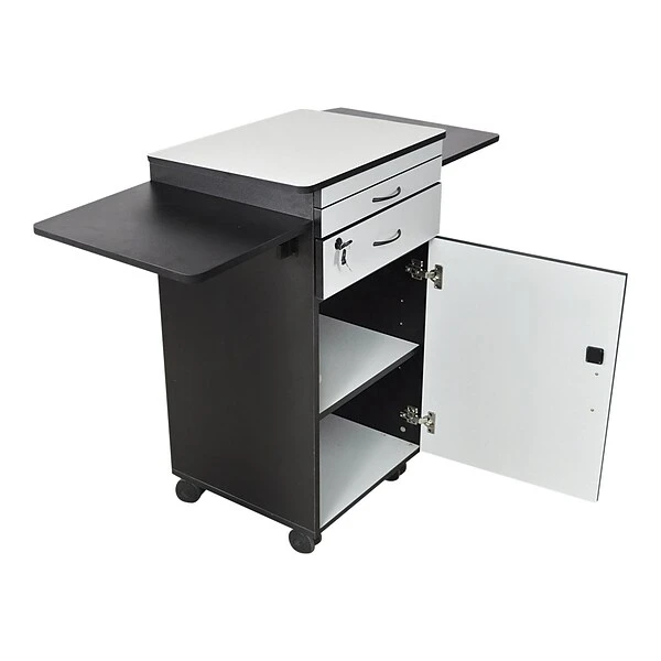 Luxor 4-Shelf Wood Mobile File Cart With Lockable Wheels, Black/Gray (WPSDD3) 2 Luxor 4-Shelf Wood Mobile File Cart With Lockable Wheels, Black/Gray (WPSDD3) - Image 2