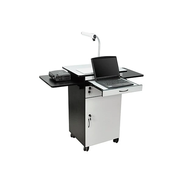 Luxor 4-Shelf Wood Mobile File Cart With Lockable Wheels, Black/Gray (WPSDD3) 3 Luxor 4-Shelf Wood Mobile File Cart With Lockable Wheels, Black/Gray (WPSDD3) - Image 3