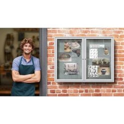 Ghent Vinyl Enclosed Bulletin Board, Satin Frame, 3'H X 4'W (PA23648VX-193) -Prepa Furniture Shop sp44336743 s7