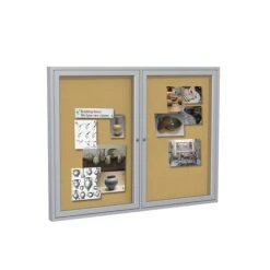Ghent Cork Enclosed Bulletin Board, Satin Frame, 3'H X 4'W (PA23648K) -Prepa Furniture Shop sp44336752 s7