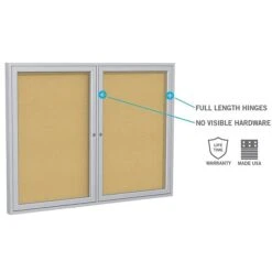 Ghent Cork Enclosed Bulletin Board, Aluminum Frame, 3'H X 5'W (PA23660K) -Prepa Furniture Shop sp44336754 s7