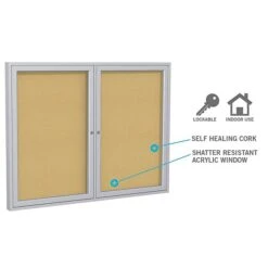 Ghent Cork Enclosed Bulletin Board, Aluminum Frame, 3'H X 5'W (PA23660K) -Prepa Furniture Shop sp44336756 s7