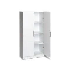 Prepac Elite 65" Composite Storage Cabinet With 3 Shelves, White (WES-3264)