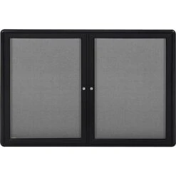 Ghent Ovation Fabric Enclosed Bulletin Board, Black Frame, 3'H X 4'W (OVK2-F91)