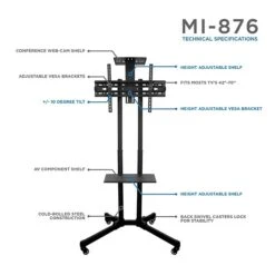 Mount-It! Steel Mobile TV Cart Stand, Black (MI-876) -Prepa Furniture Shop sp4673089 s7