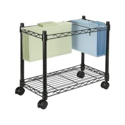 Fellowes Metal Mobile File Cart With Dual Wheel, Black (45081)
