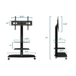 Mount-It! 3-Shelves Mobile TV Stand With Rolling Casters, Black (MI-870) -Prepa Furniture Shop sp4712295 s7