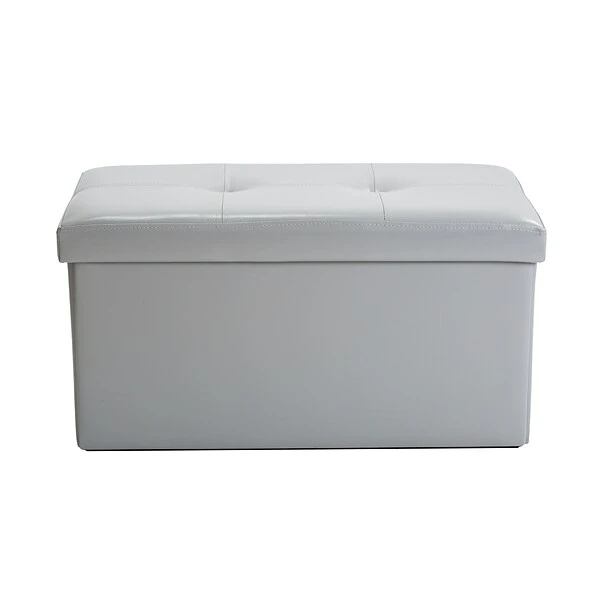Simplify Faux Leather Double Folding Storage Ottoman (F-0630-Grey) 1 Simplify Faux Leather Double Folding Storage Ottoman (F-0630-Grey)