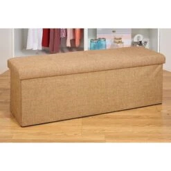 Simplify Faux Linen Triple Folding Storage Ottoman (F-0638-CAMEL-BX) -Prepa Furniture Shop sp4765008 s7